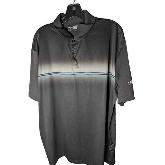 Callaway Performance Golf Polo Shirt Mens Opti Dri Short Sleeve XL Black Striped - Picture 1 of 5